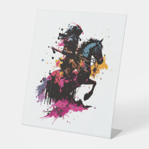 Signe De Table Guerrier équitation cheval en aquarelle