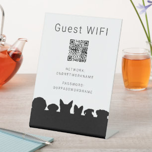 Signe De Table Guest wifi QR code chien silhouette