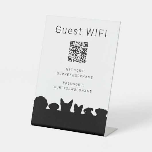 Signe De Table Guest wifi QR code chien silhouette (Recto)