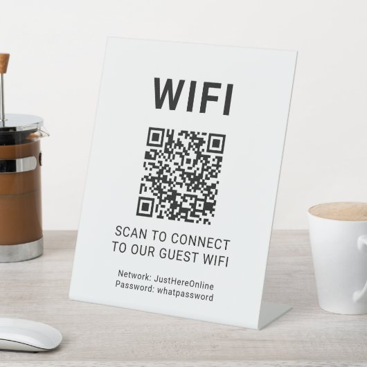 Signe De Table Guest Wifi QR Code Connect Login Network (In SItu)