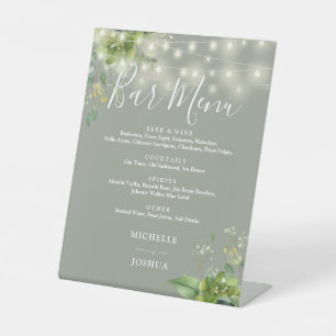 Signe De Table Guirlande lumineuse de verdure vert sauge Menu de