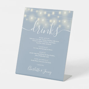 Signe De Table Guirlande Lumineuse Menu des Boissons de Mariage B