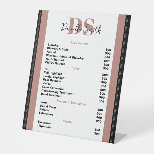 Signe De Table Hairstyliste minimaliste moderne (Recto)