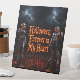 Signe De Table Halloween à jamais dans mon cœur Gothique Citrouil