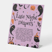 Signe De Table Halloween Baby shower Late Night Diapers Jeu (Recto)