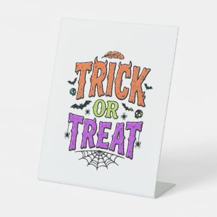 Signe De Table Halloween Farce Traitement Drôle Toile d'araignée
