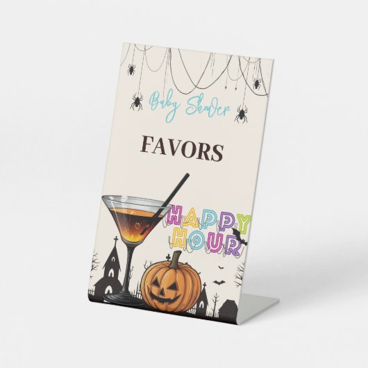 Signe De Table Halloween Happy Hour Citrouille Cocktail Baby show (Recto)