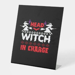 Signe De Table Halloween Head Witch En Charge Anniversaire