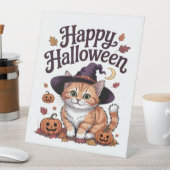 Signe De Table Halloween heureux Citrouille de chat (In SItu)