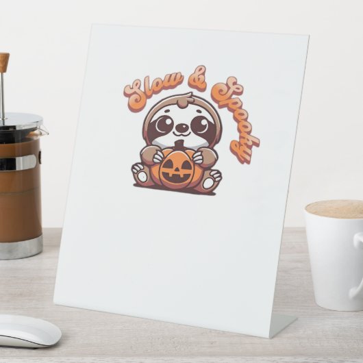 Signe De Table Halloween Sloth Lent et Éffrayant mignonne Citroui (In SItu)