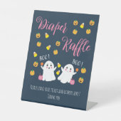 Signe De Table Halloween Thème Diaper Raffle Bleu foncé Signal (Recto)