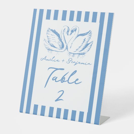 Signe De Table hand drawn Couple Swan Whimsical Wedding (Recto)
