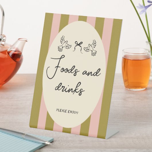 Signe De Table Hand Drawn Scribble Wedding Food & drinks  sign (In SItu)