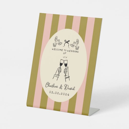 Signe De Table Hand Drawn Scribble Wedding Welcome Sign (Recto)