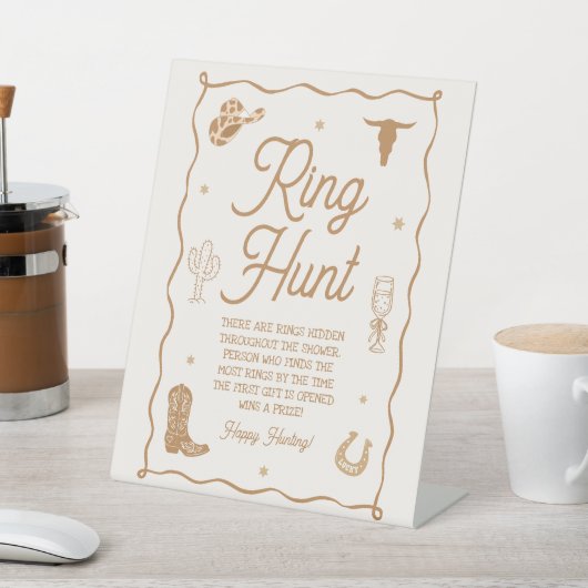 Signe De Table Hand Drawn Western Bridal Shower Ring Hunt Game (In SItu)