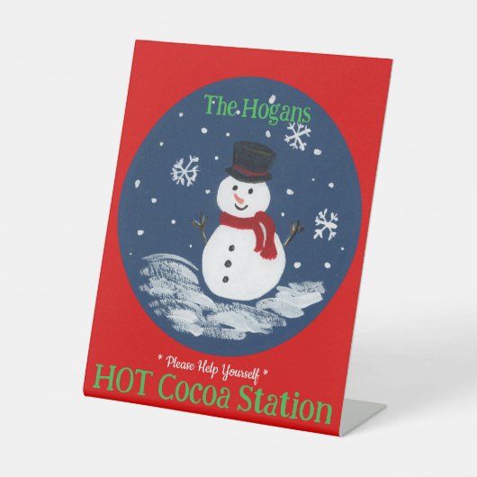 Signe De Table Hand Painted Snowman Red PERSONALIZE Hot Cocoa (Recto)