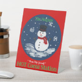 Signe De Table Hand Painted Snowman Red PERSONALIZE Hot Cocoa (In SItu)