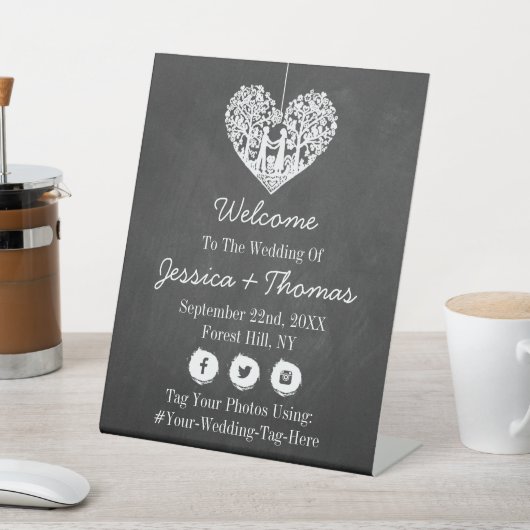 Signe De Table Hanging Heart Tree Chalkboard Mariage Collection (In SItu)