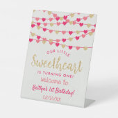 Signe De Table Hanging Love Hearts Chéri Anniversaire Bienvenue (Recto)