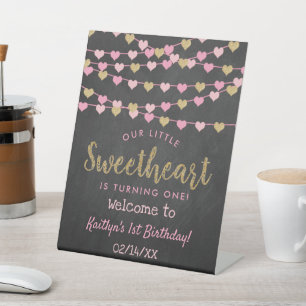 Signe De Table Hanging Love Hearts Chéri Anniversaire Bienvenue