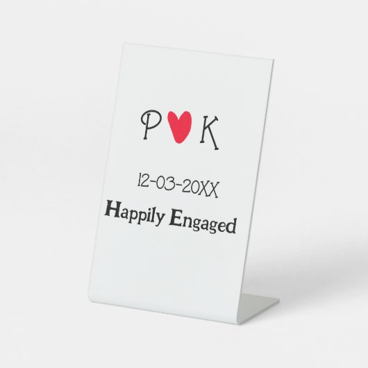 Signe De Table Happily Engagé ajouter nom de couple date de lettr (Recto)