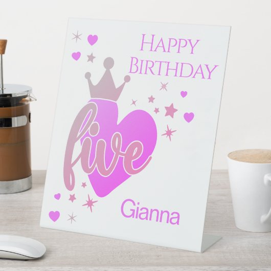 Signe De Table Happy Birthday #5 party Pedestal Sign (In SItu)