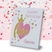 Signe De Table Happy Birthday #5 party Pedestal Sign