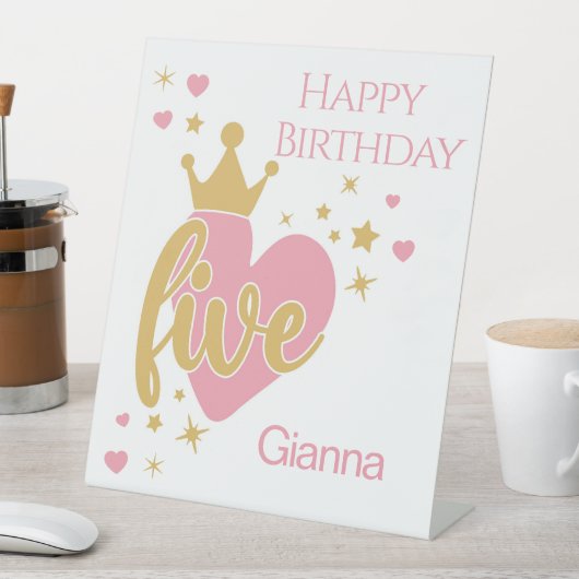 Signe De Table Happy Birthday #5 party Pedestal Sign (In SItu)