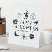 Signe De Table Happy Halloween nom personnalisé noir blanc éffray (In SItu)
