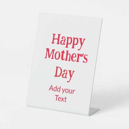 Signe De Table Happy mother's day red add text simple minimal mom (Recto)