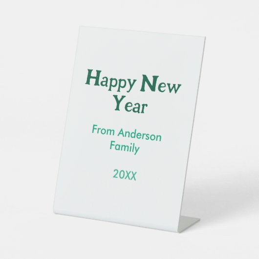 Signe De Table Happy new year green add family name year simple  (Recto)