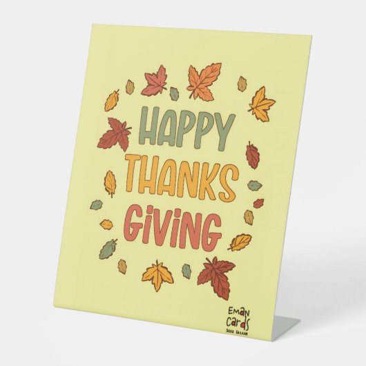 Signe De Table Happy Thanksgiving - Yellow Theme (Recto)