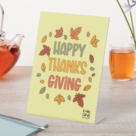 Signe De Table happy Thanksgiving - Yellow Theme (In SItu)