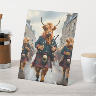 Signe De Table Harmonie des Highlands : groupe de vaches highland