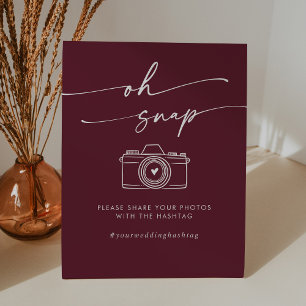 Signe De Table Hashtag Boho Chic Burgundy Red Oh Snap Mariage