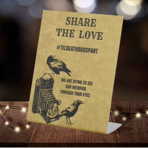 Signe De Table Hashtag de mariage gothique vintage Partagez l'amo