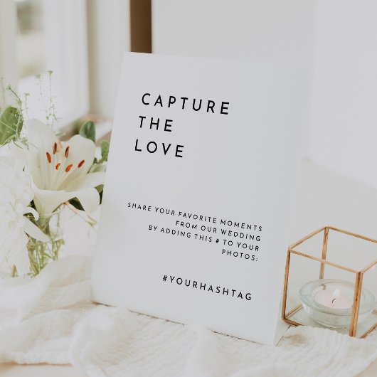 Signe De Table Hashtag Mariage moderne en blanc