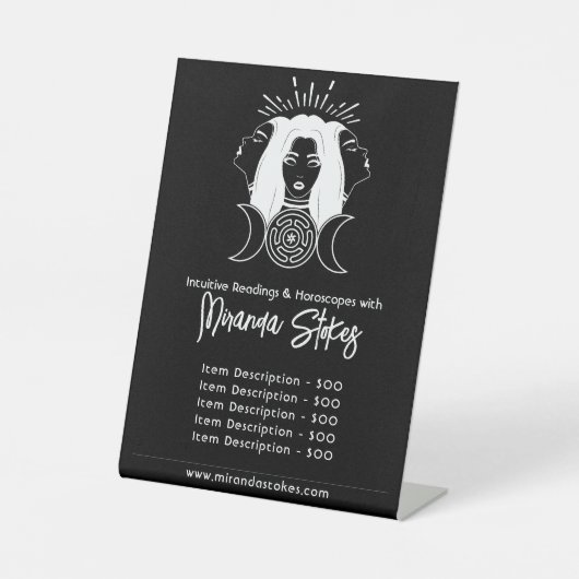 Signe De Table Hecate Moon Phases Black & White Tarifs (Recto)