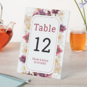 Signe De Table Hellebore Floral Burgundy Wedding Table Number (In SItu)