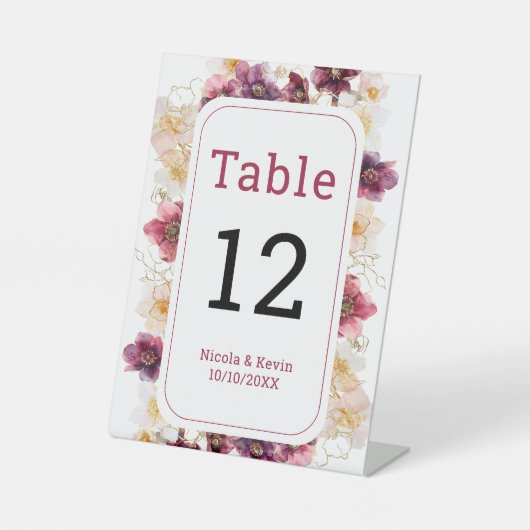 Signe De Table Hellebore Floral Burgundy Wedding Table Number (Recto)
