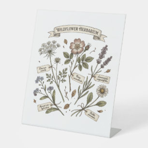Signe De Table Herbier de fleurs sauvages pressées Botanique vint