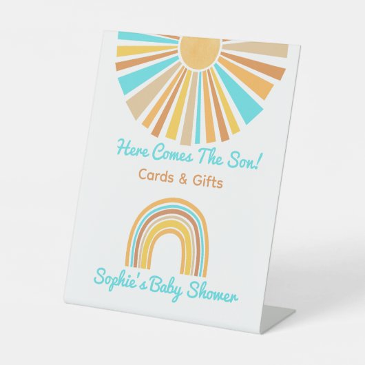 Signe De Table Here Comes The Son, Retro Rainbow Cards & Gifts (Recto)