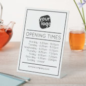 Signe De Table Heures d'ouverture de l'entreprise avec logo et te (In SItu)