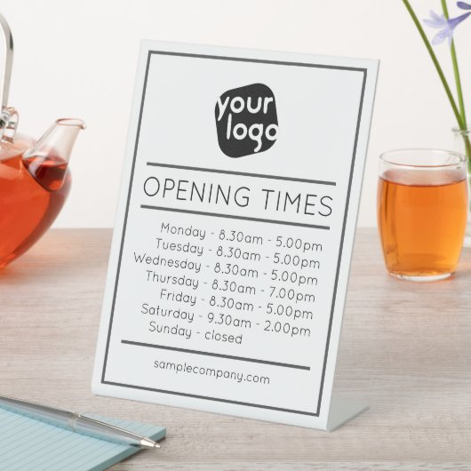 Signe De Table Heures d'ouverture de l'entreprise avec logo et te (In SItu)