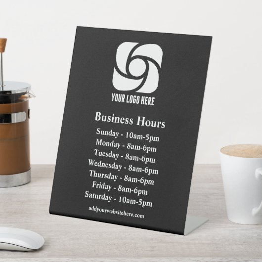 Signe De Table Heures d'ouverture de l'entreprise avec logo perso (In SItu)