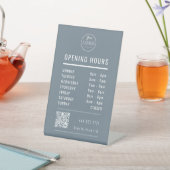 Signe De Table Heures d'ouverture d'entreprise sur fond bleu avec (In SItu)