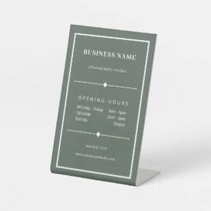 Signe De Table Heures d'ouverture du bureau blanc simple Vert mue
