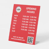 Signe De Table Heures d'ouverture du magasin avec logo + code QR  (Recto)