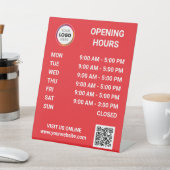 Signe De Table Heures d'ouverture du magasin avec logo + code QR  (In SItu)