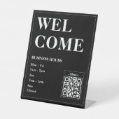 Signe De Table Heures d'ouverture personnalisées avec code QR pou (Recto)